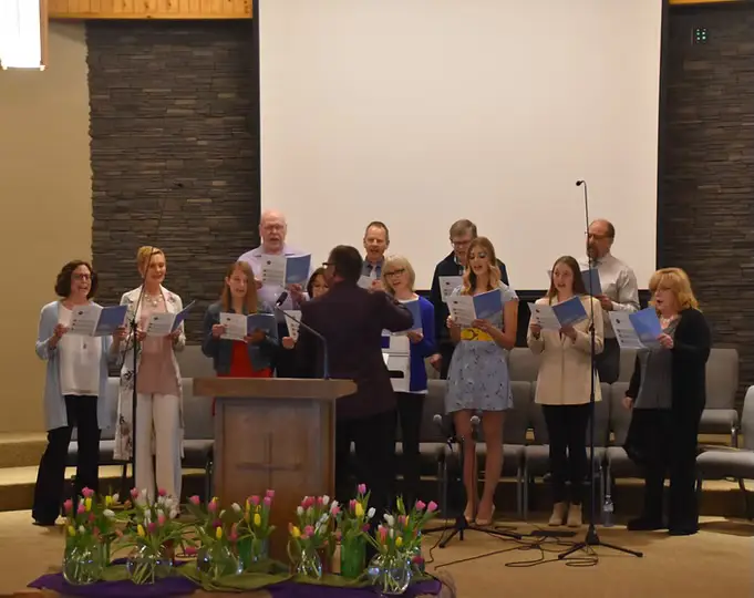 Choir singing onstage at Oakbank Baptist Church