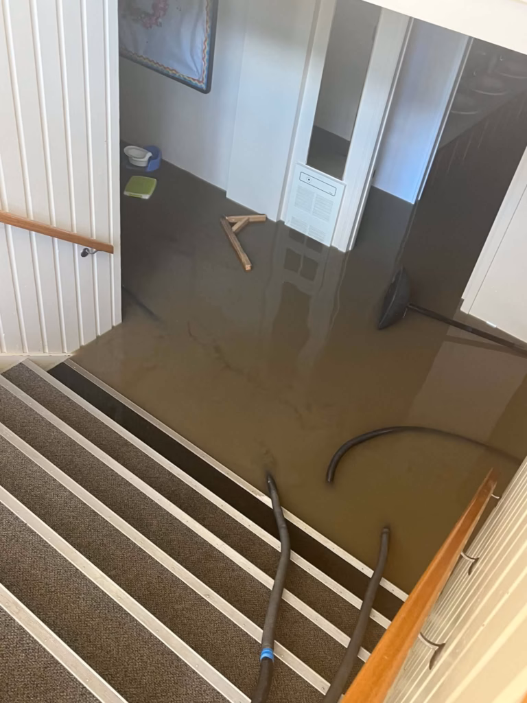 A flooded stairwell