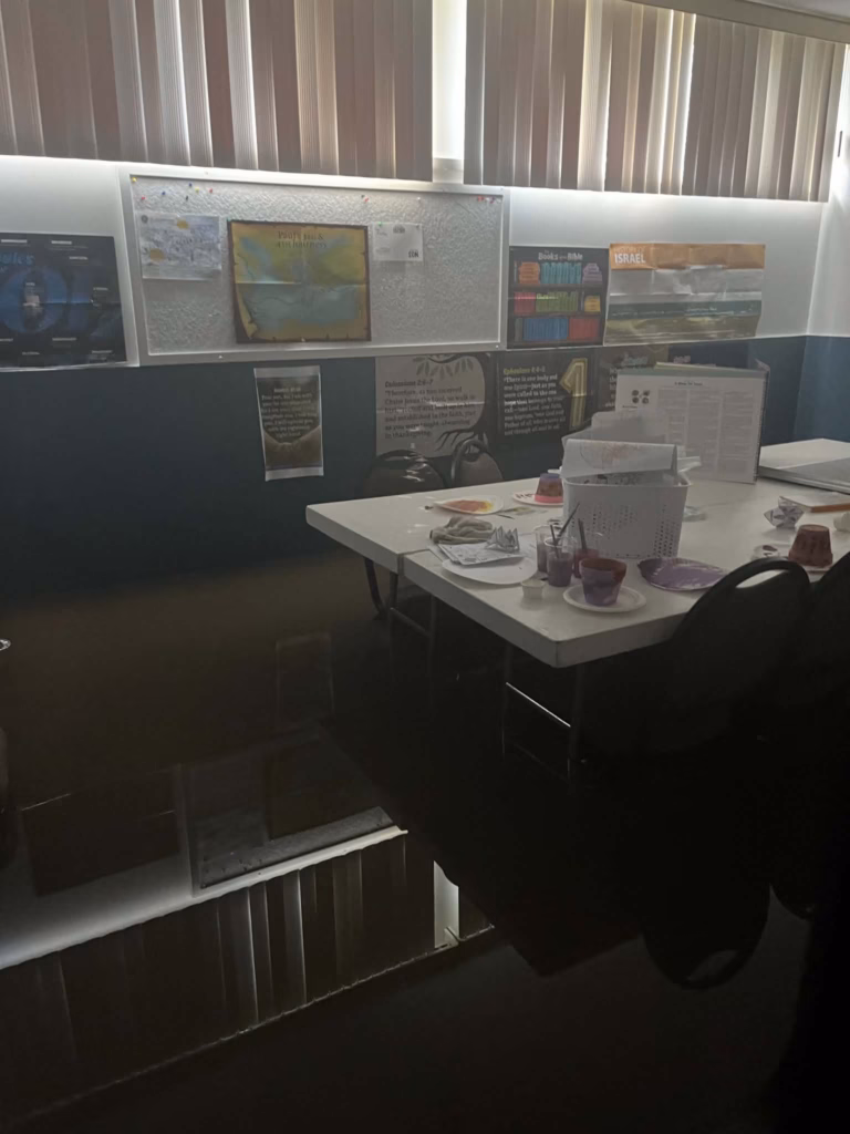 A flooded sunday school classroom